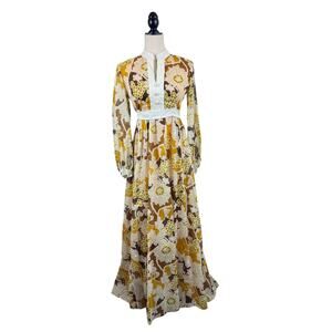 VTG 70's Yellow Floral Maxi Dress